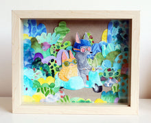 Load image into Gallery viewer, Little scooter - a watercolour paper collage original artwork