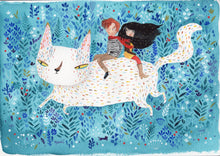 Load image into Gallery viewer, White giant cat original watercolour painting