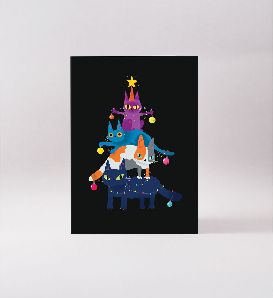 Cats Night Christmas Card