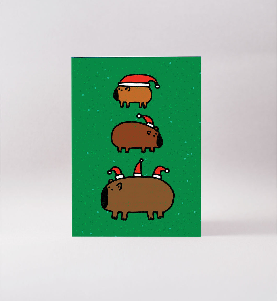 Wombat Christmas Hats Card
