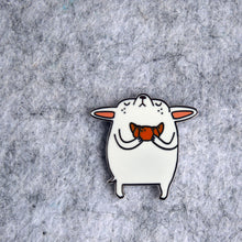 Load image into Gallery viewer, Small dog with a croissant Enamel Pin
