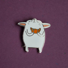 Load image into Gallery viewer, Small dog with a croissant Enamel Pin
