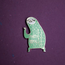 Load image into Gallery viewer, Party Sloth Enamel Pin
