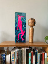 Load image into Gallery viewer, Pink dog - acrylic painting on a wood block
