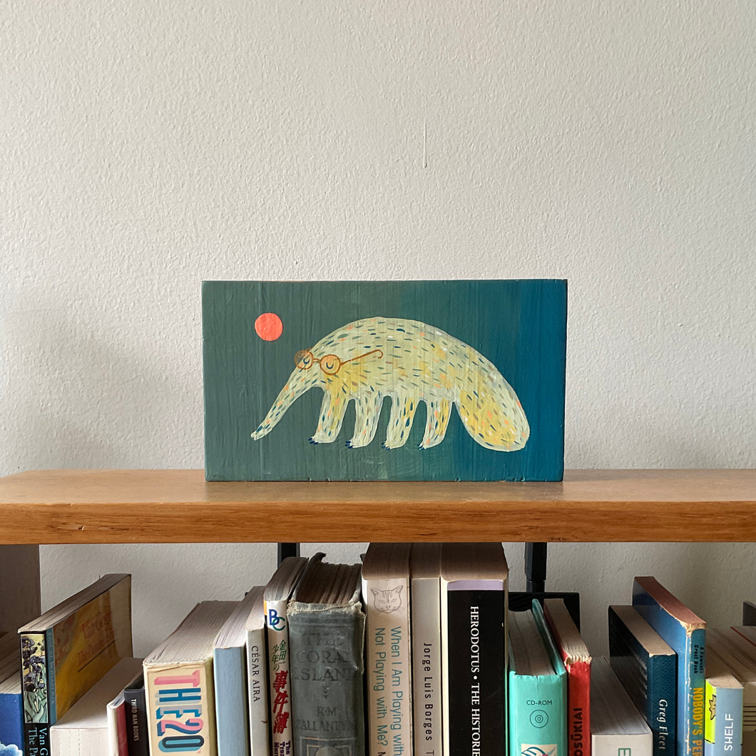 Mr. Anteater - acrylic painting on a wood block