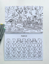 Load image into Gallery viewer, 2026 colouring cat calendar.
