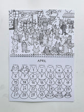 Load image into Gallery viewer, 2026 colouring cat calendar.
