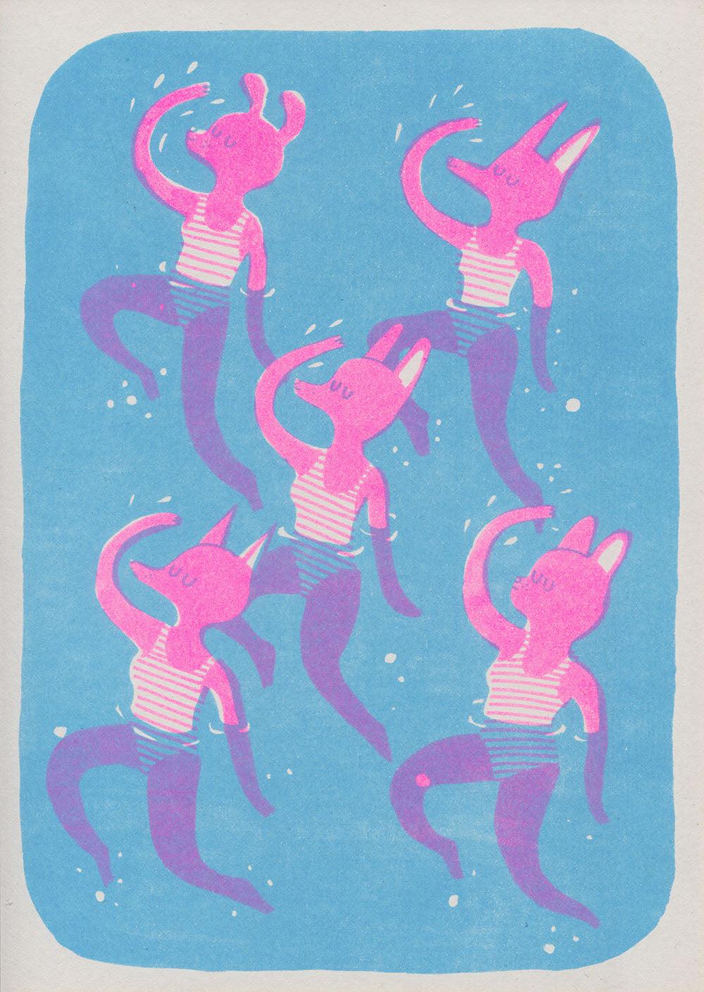 Pool Dogs - Limited edition Riso print -A4