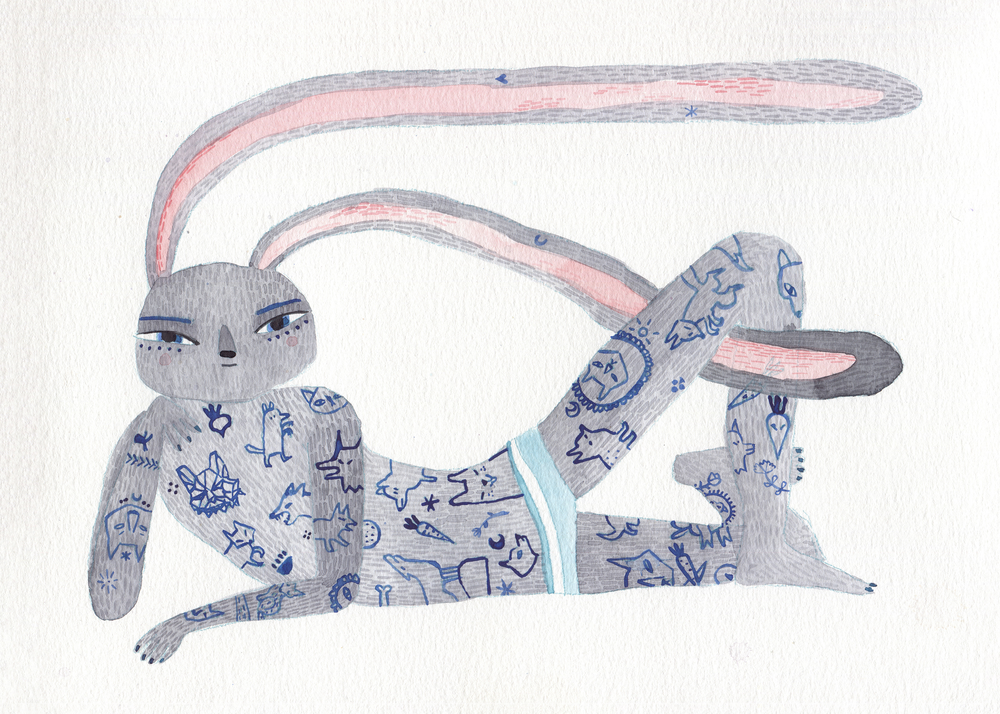 Tattoo Rabbit watercolour illustration