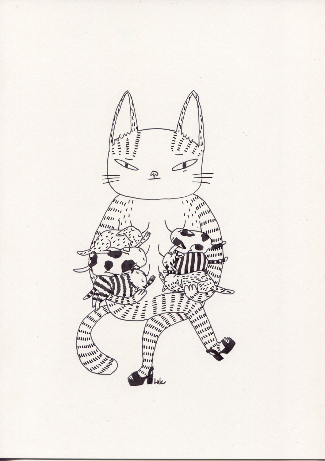 Cat mother original drawing