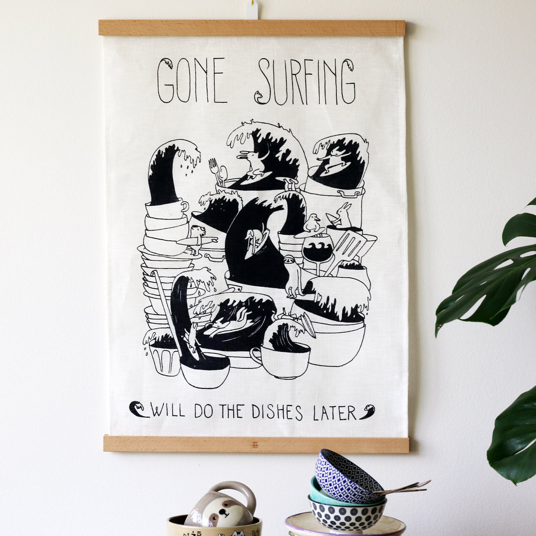 Gone Surfing Teatowel