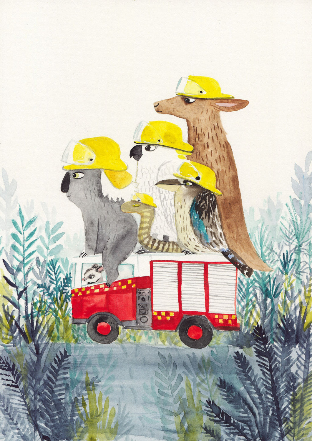 Fire Truck Animals Print