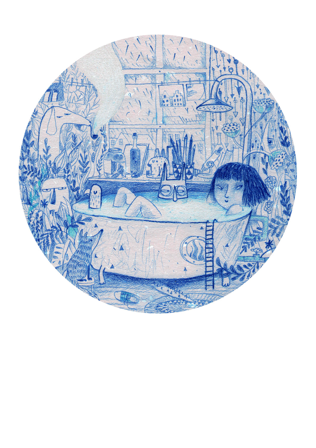 Blue Bath Print