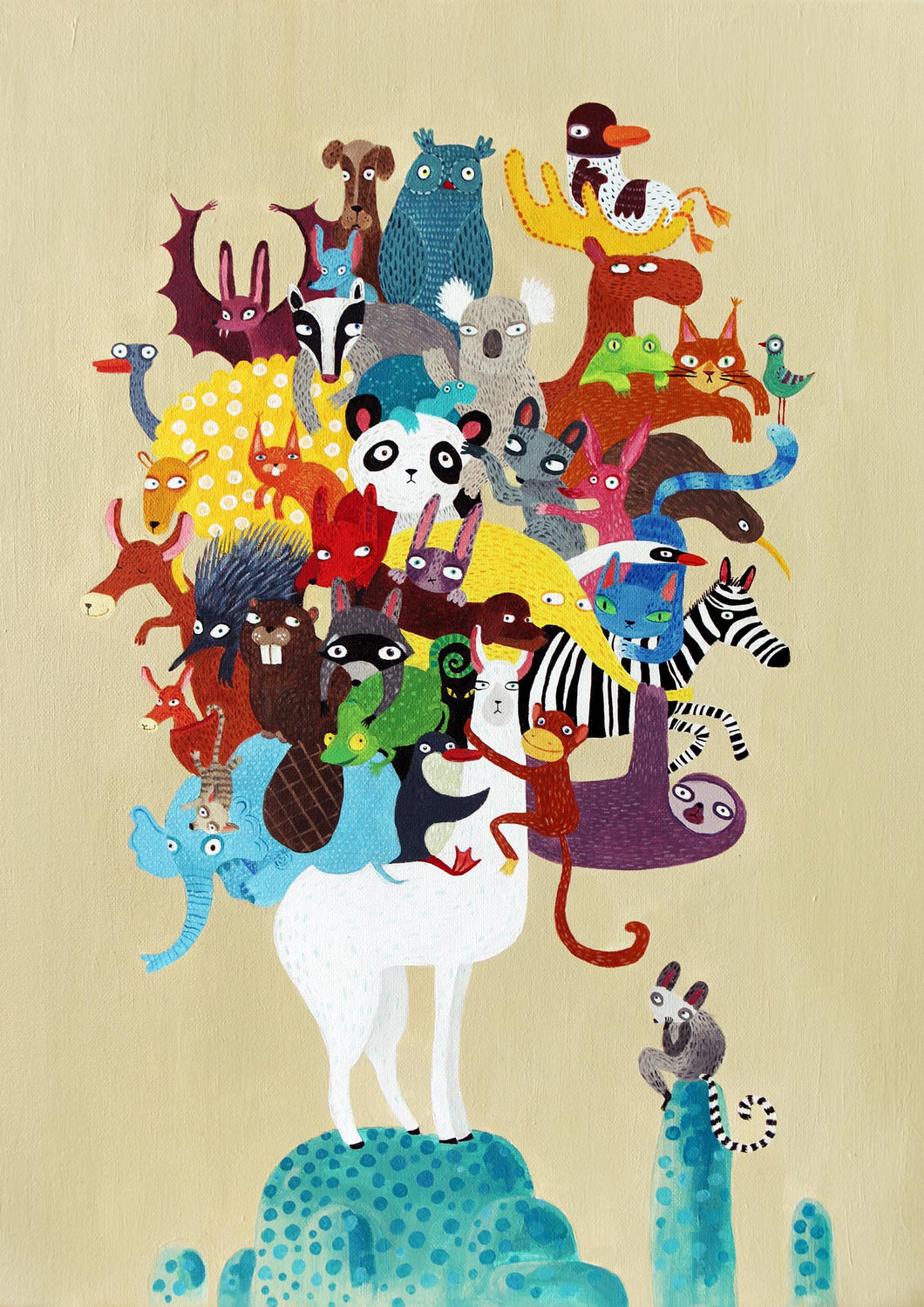 Llama and the Animals Print