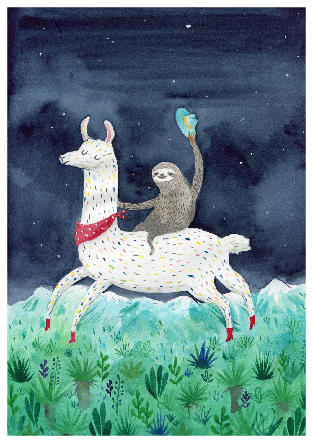 Llama Sloth Print