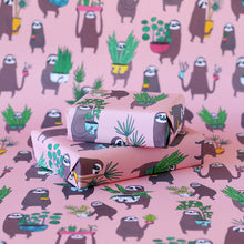 Load image into Gallery viewer, Gardening sloths wrapping paper
