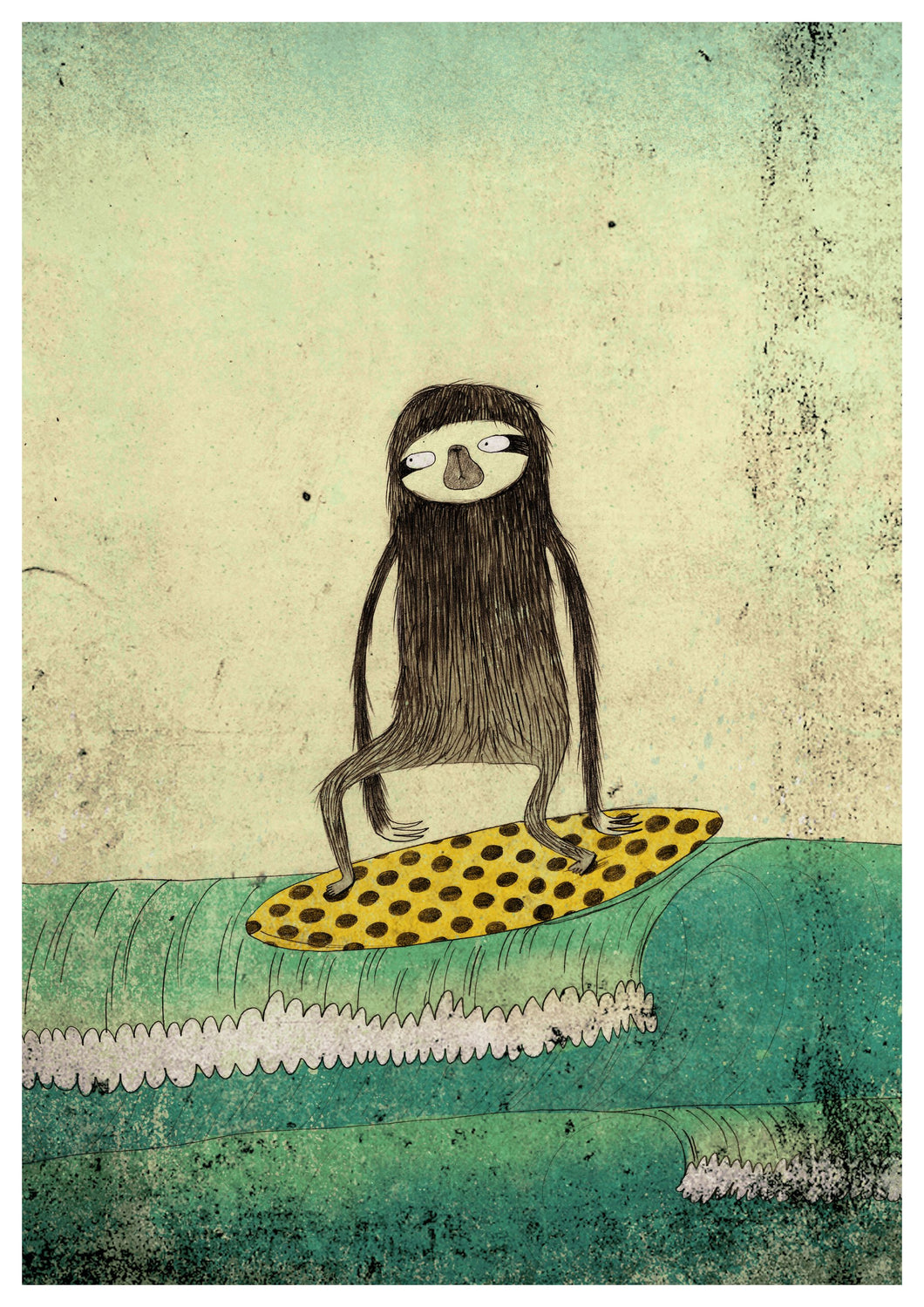 Surfing Sloth Print